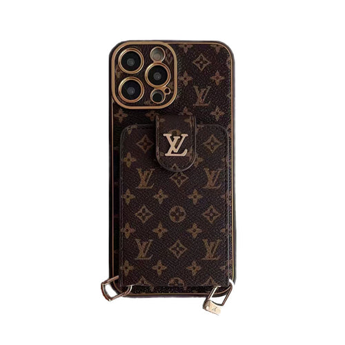 Advanced leather iPhone Case With Card Wallet And Strap