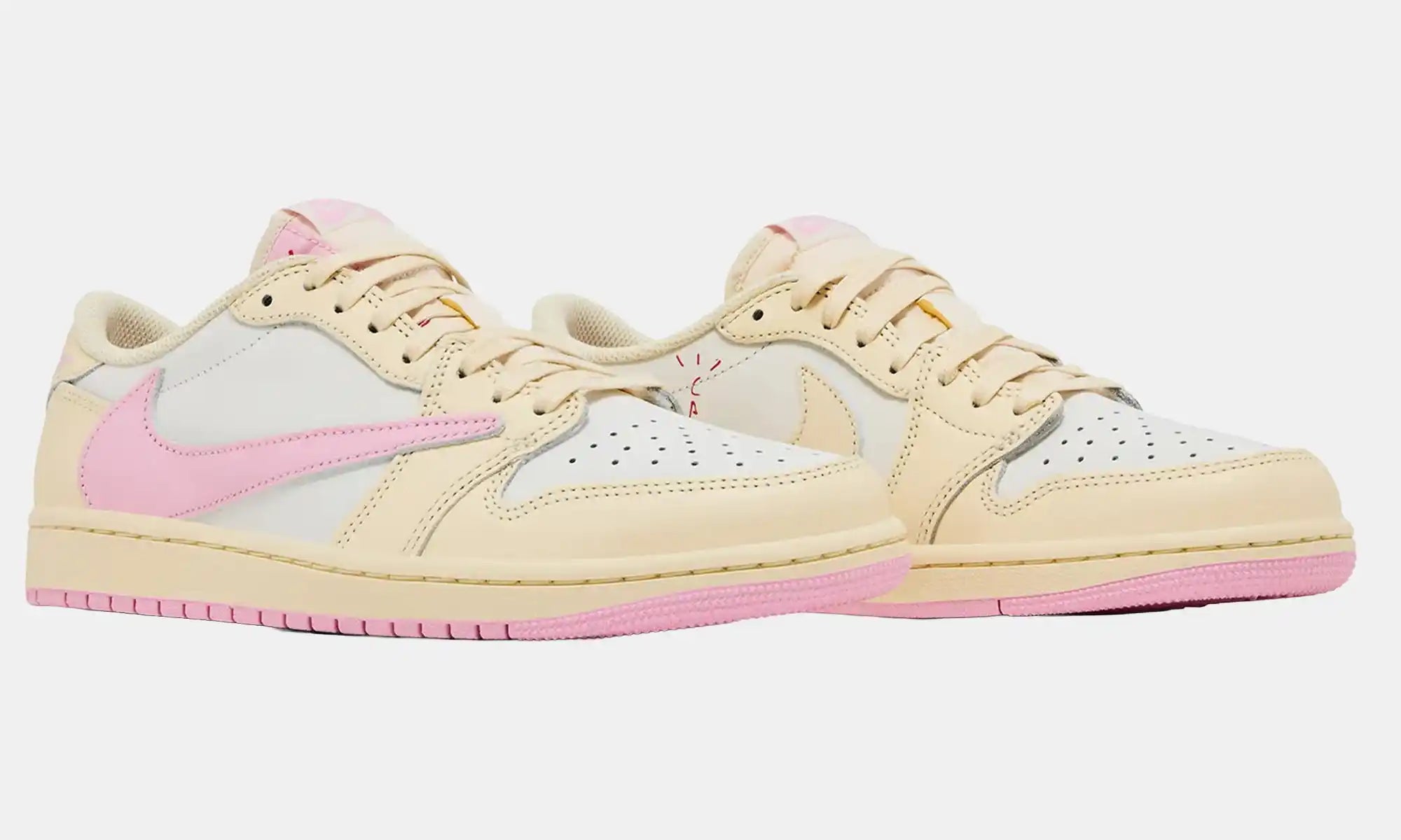 Retro 1 Low TS "Canary" Shy Pink Premium Leather Sneakers - IQ7604-100