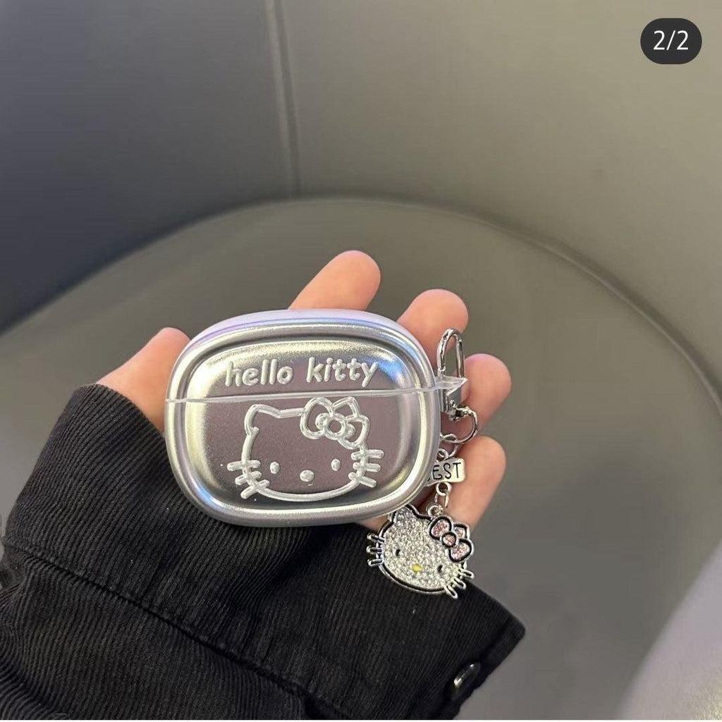 Kitty Metal AirPods Case Cover with Keychain Loop