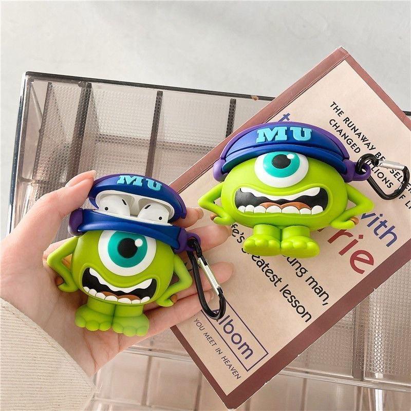 Mike Big Eyes Cartoon AirPods Case Cover with Keychain Loop