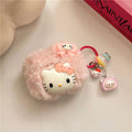 Plush Cute Cartoon Kitty AirPods Case Cover with Keychain Loop