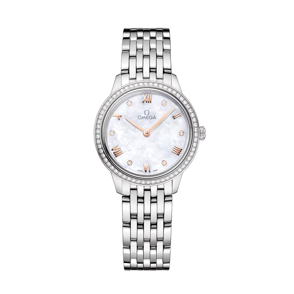 De Ville Prestige Diamonds Quartz 27.5mm - White, Mother-of-Pearl on Bracelet