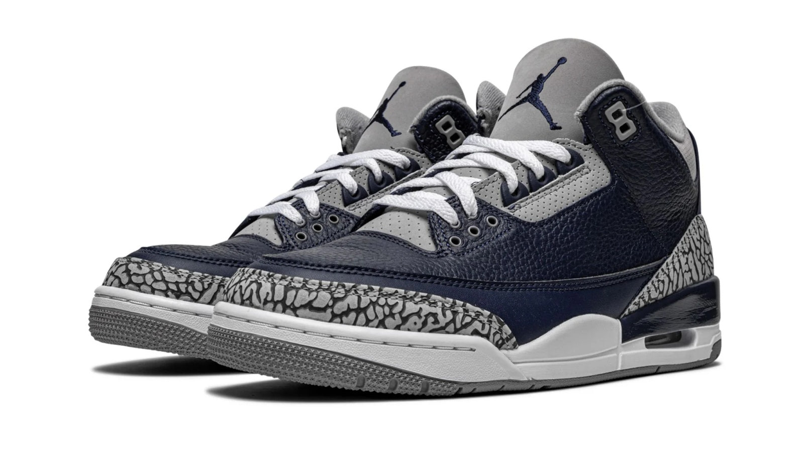 Air Jordan 3 Retro Georgetown - Midnight Navy Cement Grey College Basketball Inspired Sneaker