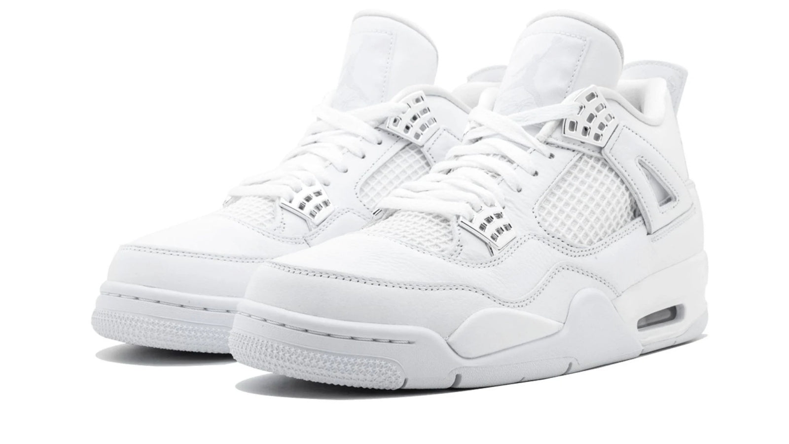 Air Jordan 4 Retro Pure Money White Leather Sneakers