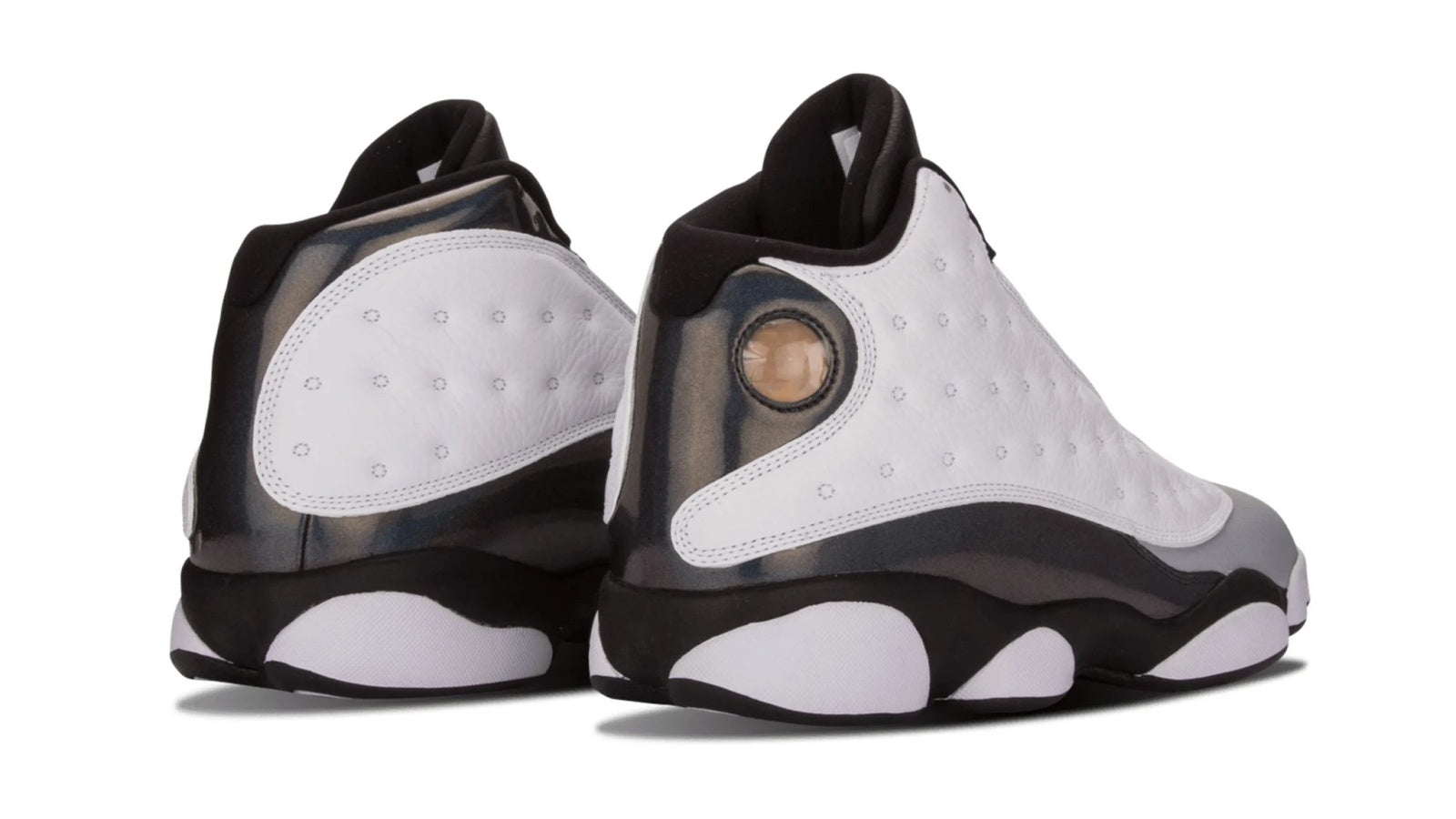 Air Jordan 13 Retro "Barons" - Classic White & Black with Iridescent Heel Paneling