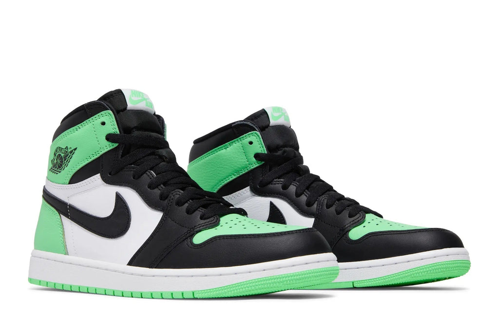 Air Jordan 1 Retro High OG 'Green Glow' - Classic White, Black & Neon Green Leather Sneaker