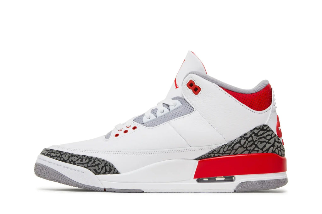 Jordan 3 Retro 'Fire Red' 2022 - Classic White Leather Sneaker with Elephant Print