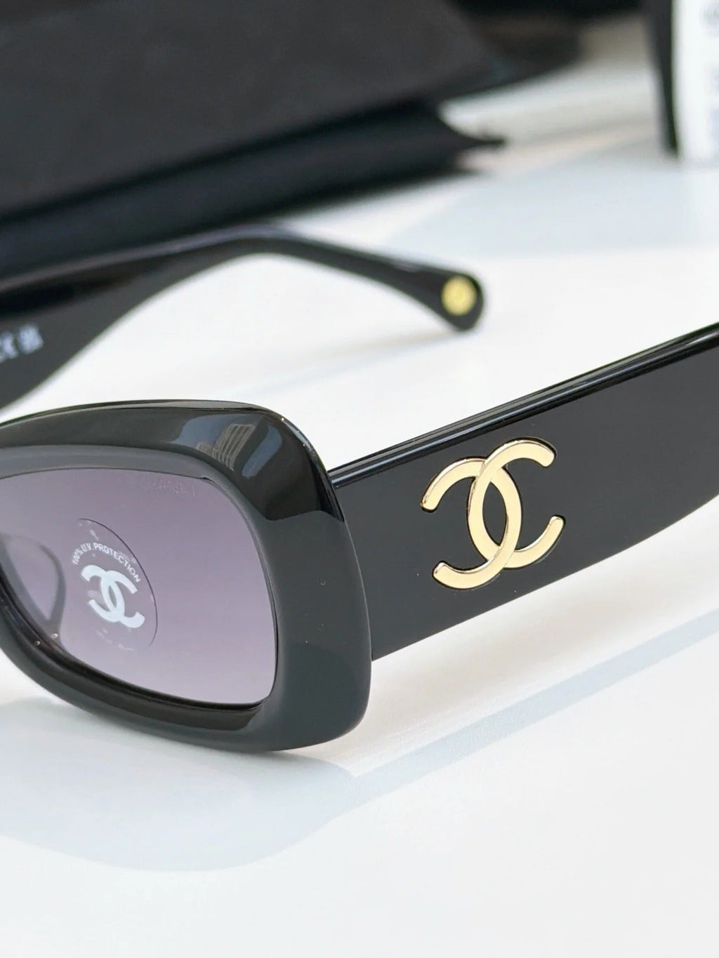 Chanel Butterfly Sunglasses Black Gradient Purple Acetate