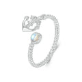 Anchor Open Ring Moonstone Adjustable Twisted Ring