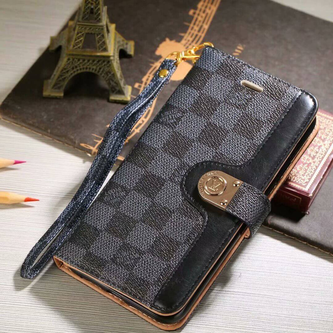 Luxury Monogram Wallet Case for Samsung – Black Checkerboard